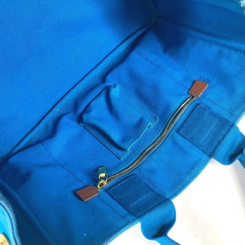 PRADA Canapa logo Bag Shoulder Bag Tote Bag Canvas blue/White - Picture 13 of 16